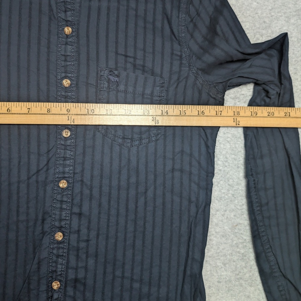 Abercrombie & Fitch Button Down Shirt Womens Small Navy Striped Cotton Preppy - Picture 6 of 8